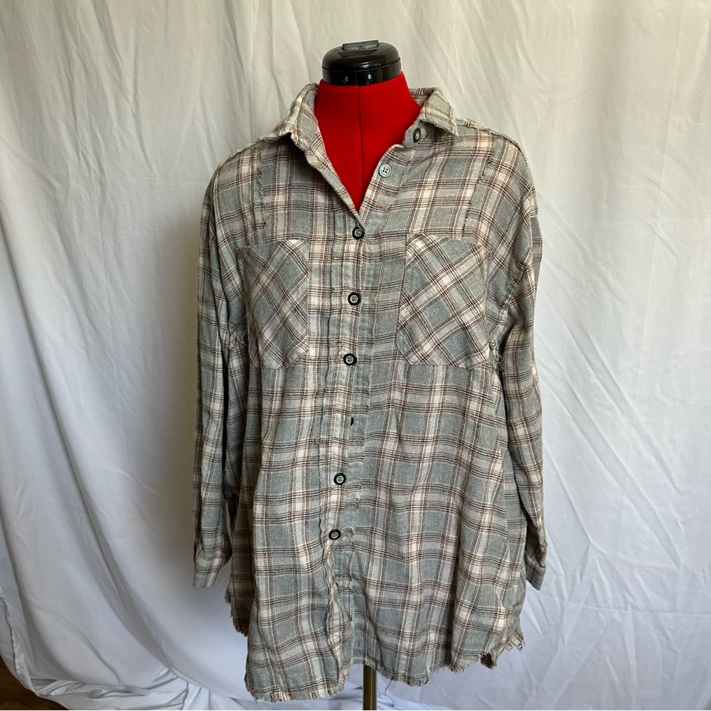 1.4.3. Story by Line Up Casual Gray Plaid Shirt Maternity Flannel